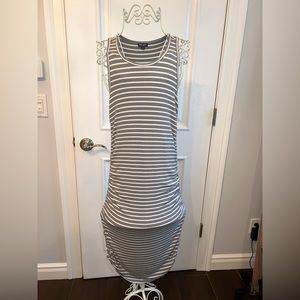Grey and white dress midi